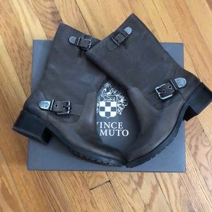 Vince Camuto Leather Moto Boots